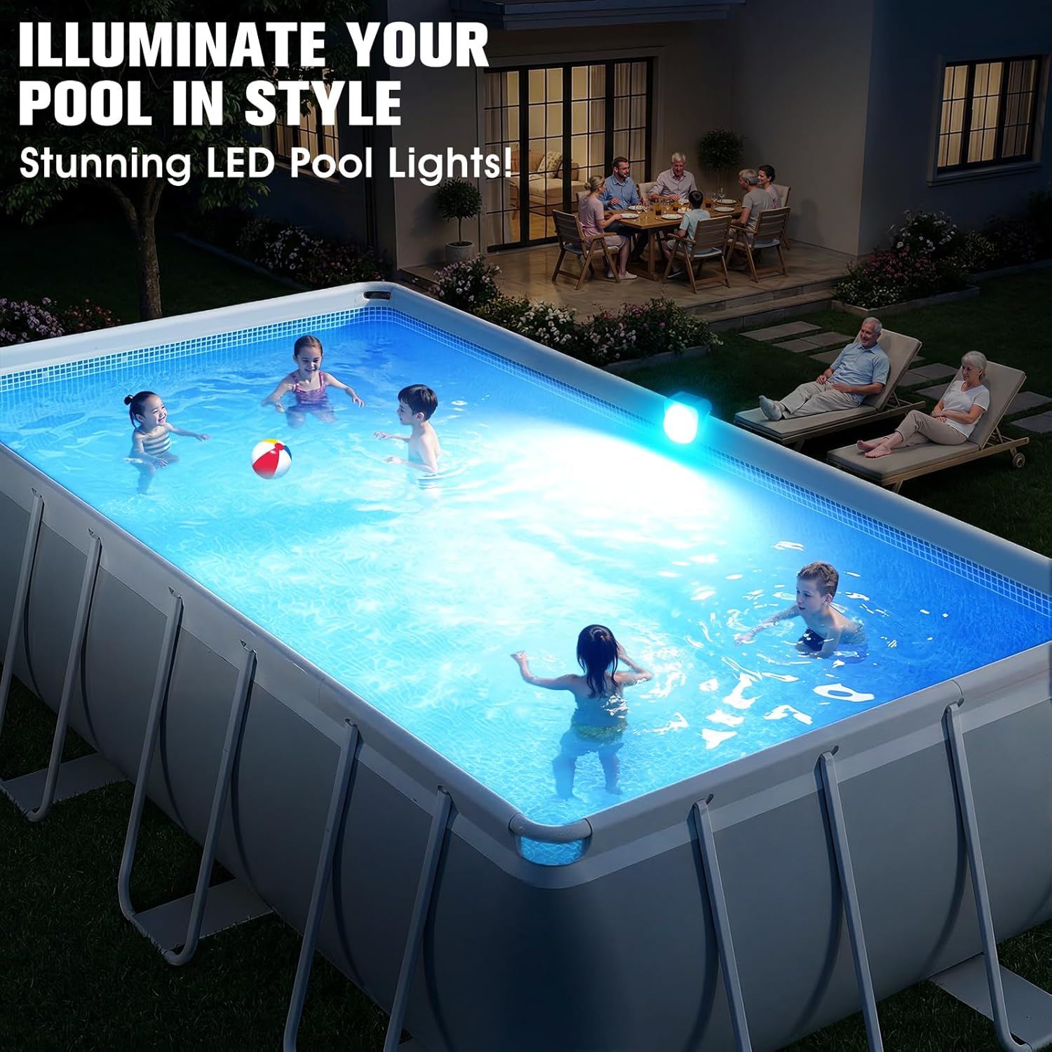 Solar Pool Lights,Solar Powered Above Ground Pool Lights,Frame Pool lights Waterproof,2026 Outdoor Swimming Pool Solar Light,Color Changing Pool Light for Above Ground Pool Accessories-1PC