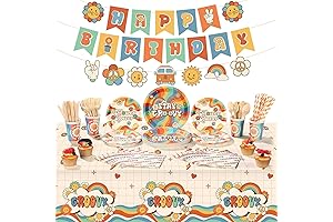 Ctosree: Groovy Party Supplies - 173 Pcs of Retro Birthday Decorations