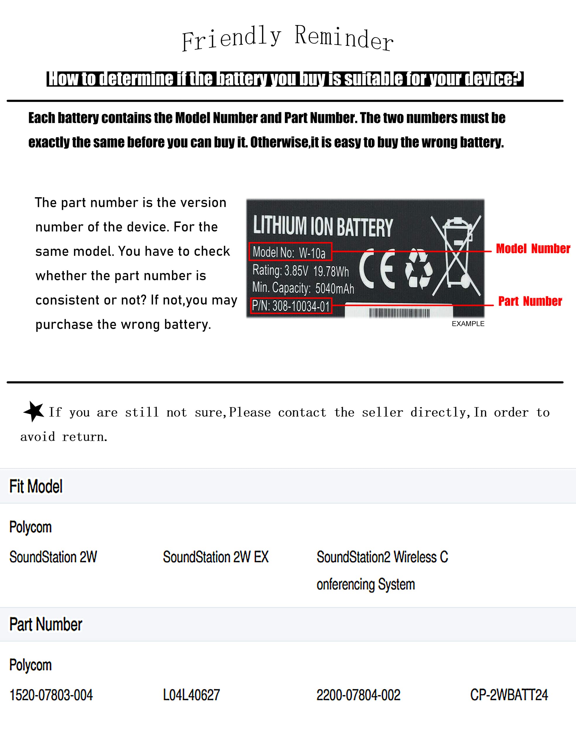 Estry 4400mAh Battery Replacement for POL SoundStation 2W EX SoundStation 2W SoundStation2 Wireless Confere L04L40627 1520-07803-004 2200-07804-002 CP-2WBATT24