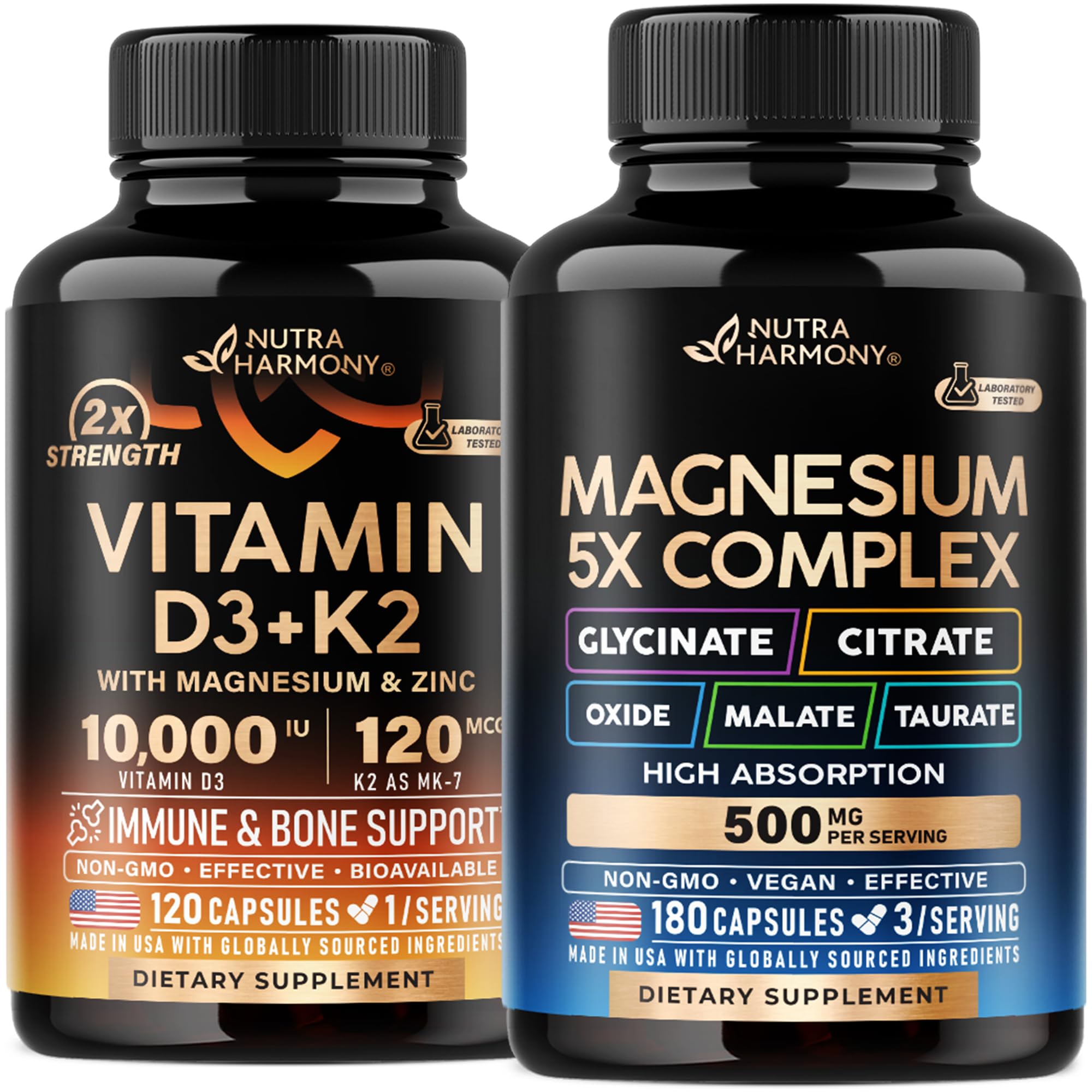 Amazon.com: NUTRAHARMONY Vitamin D3 K2 & Magnesium Complex