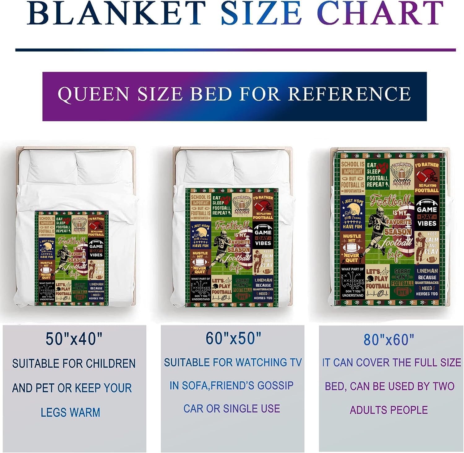 Football Blanket Gifts for Boys Men Sport Lovers,Soft Warm Sport Blankets and Throws Outdoor,Unique Football Gifts for Team 50"x40" - Image 7