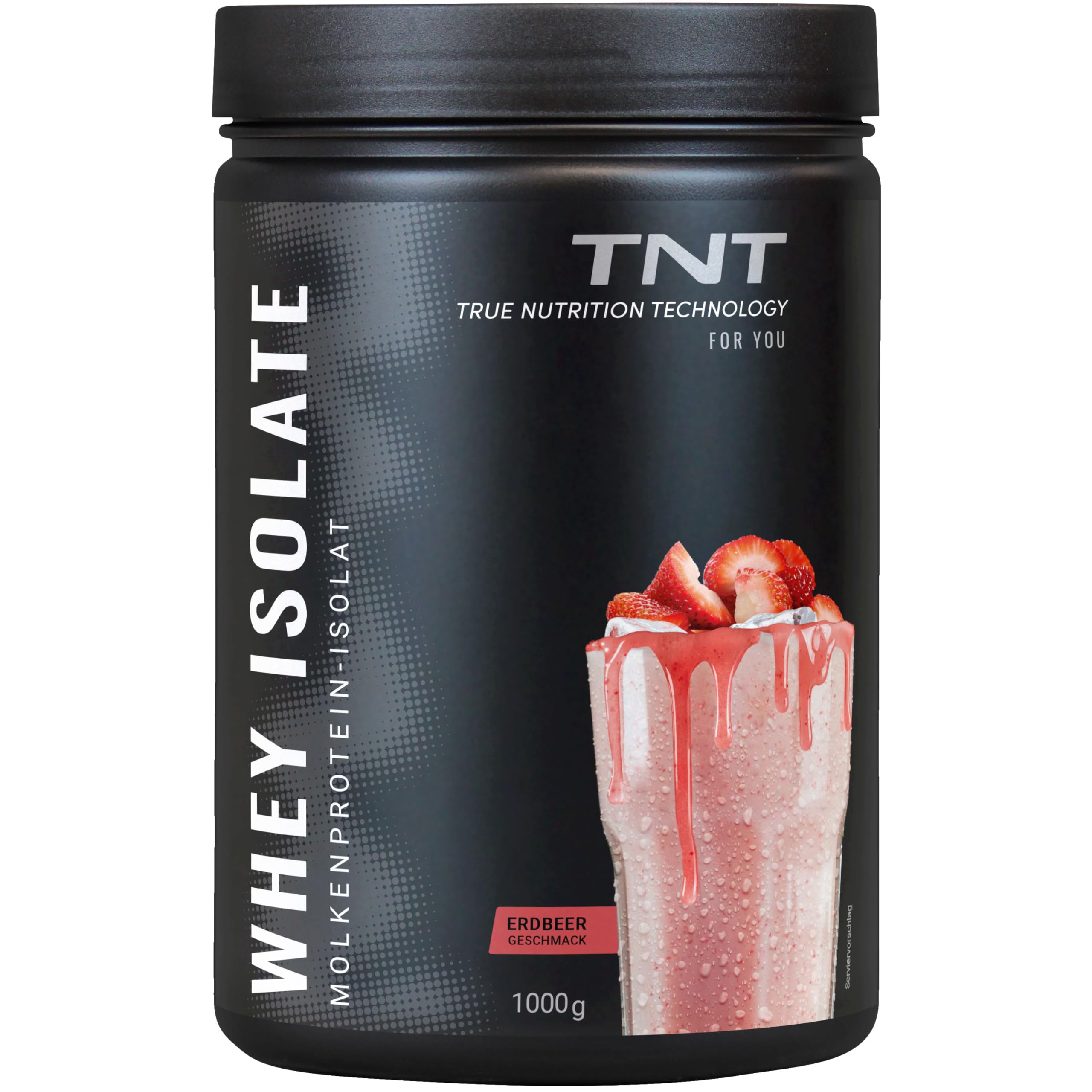 TNT Whey Protein Isolate (1kg) • Eiweiß Pulver für High Protein Shake • Molkenprotein-Isolat • Tolle Löslichkeit & leckerer Geschmack (Erdbeere)