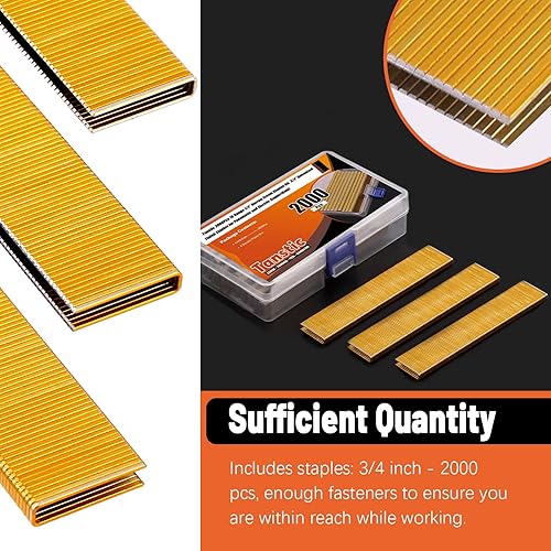 Miniatura 3 de Juego de 2000 grapas de corona estrecha de calibre 18 de 14 de pulgada, grapas galvanizadas resistentes con acabado de corona estrecha de 34