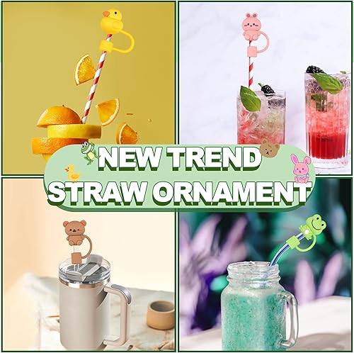 Miniatura 6 de YUNAI Stanley - 4 fundas de paja para popotes reutilizables, 0.39 pulgadas de silicona linda tapa compatible con vaso Stanley de 40 onzas, diseño de