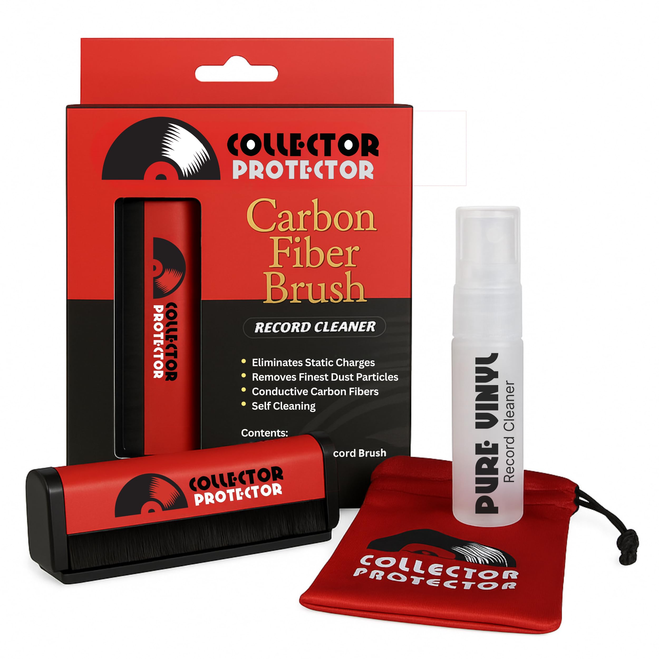 Vinyl Record Cleaning Kit: Carbon Fiber Brush & LP Cleaning Solution - Essential Vinyl Record Cleaner for Your Record Player Accessories
