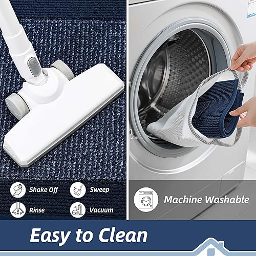 Miniatura 7 de BEQHAUSE Tapete para puerta interior de 20 x 32 pulgadas, tapete antideslizante para entrada, lavable, resistente a la suciedad, tapete de