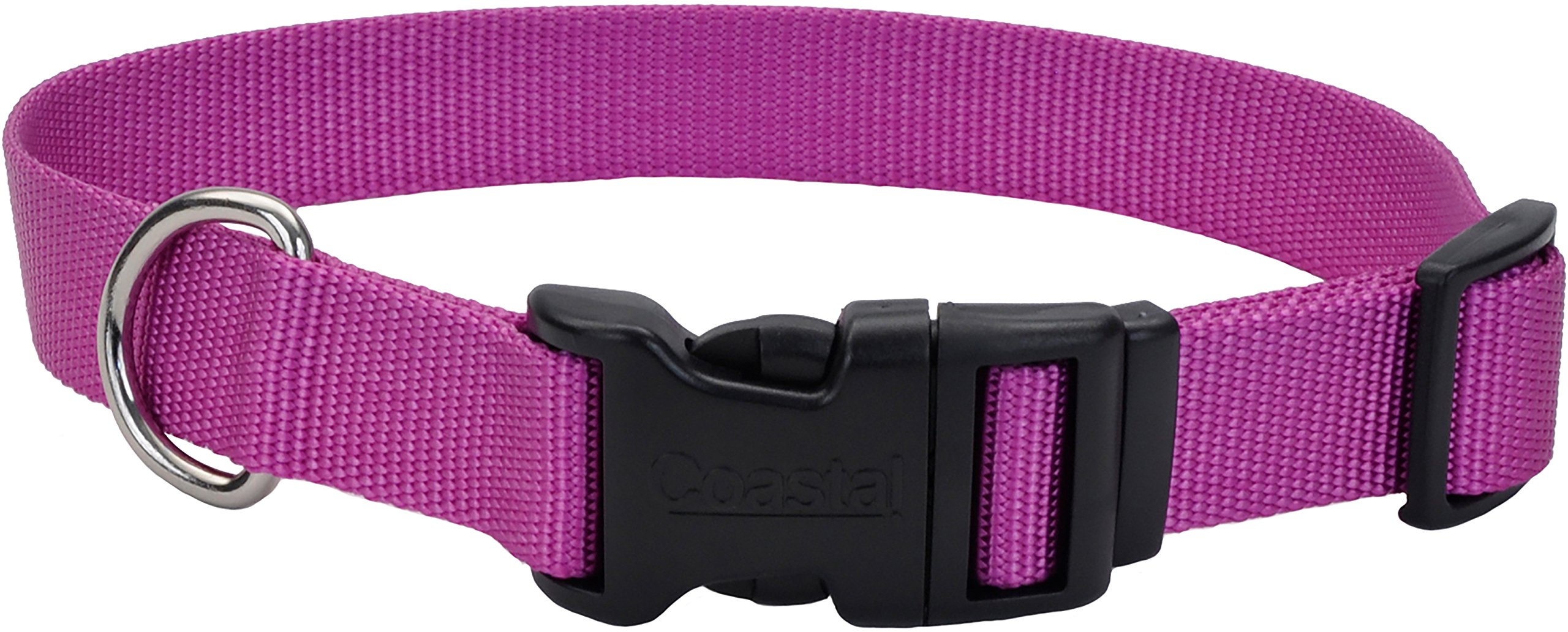 Adjustable Nylon 1" Dog Collar W/Tuff Buckle - Orchid, Neck Size 18" - 26" (Pack of 2 )