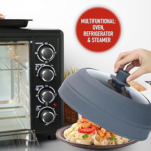 Miniatura 6 de Javson Cubierta de vidrio para microondas para alimentos, tapa grande de vidrio templado y silicona de 10.8 pulgadas, resistente al calor, protector