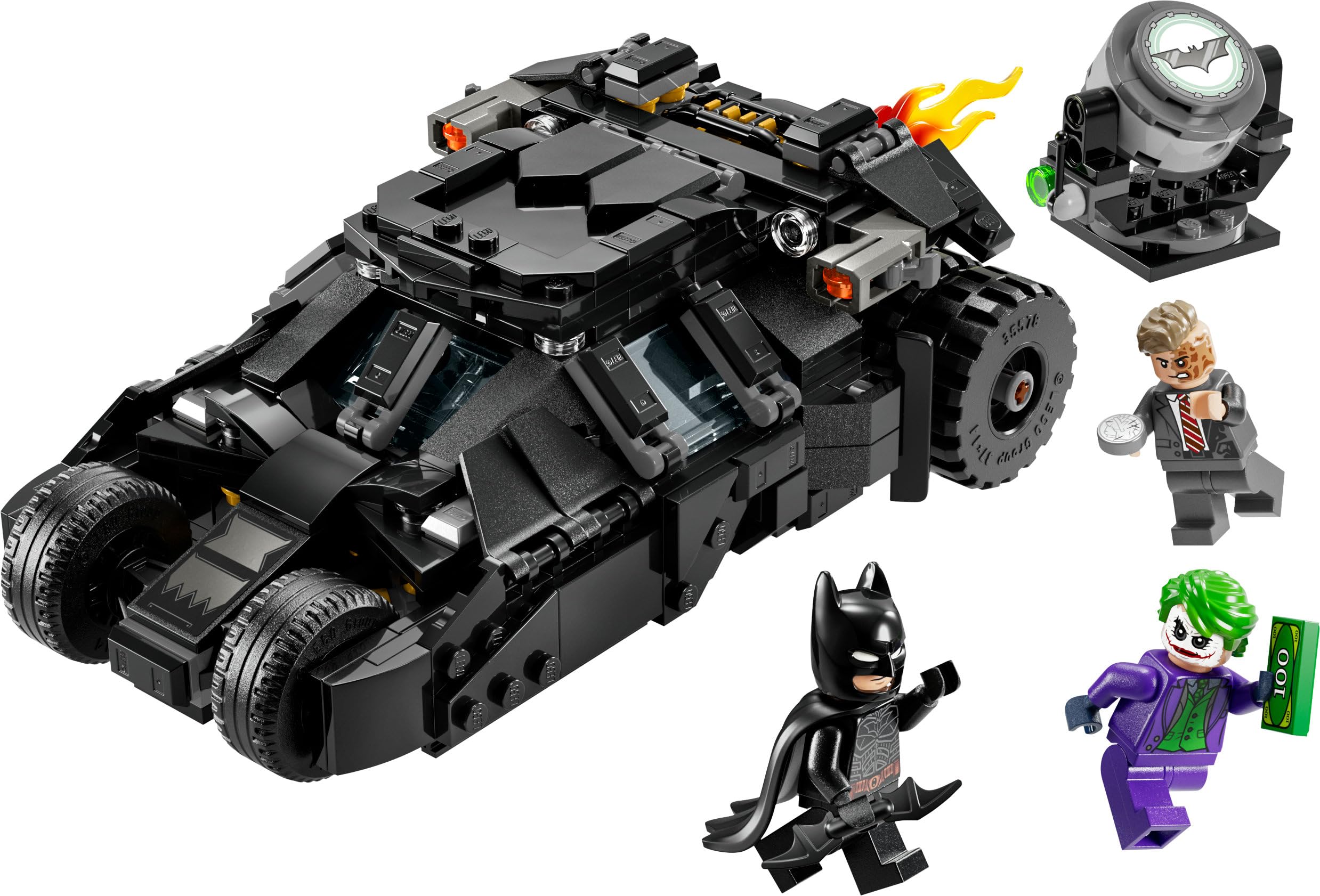 LEGO DC Batman: Tumbler de Batman vs. Two-Face y The Joker Juguete del Caballero Oscuro, Batmóvil y Minifiguras de Superhéroes y Villanos, Regalo para Niños y Niñas de 8 Años o Más 76303