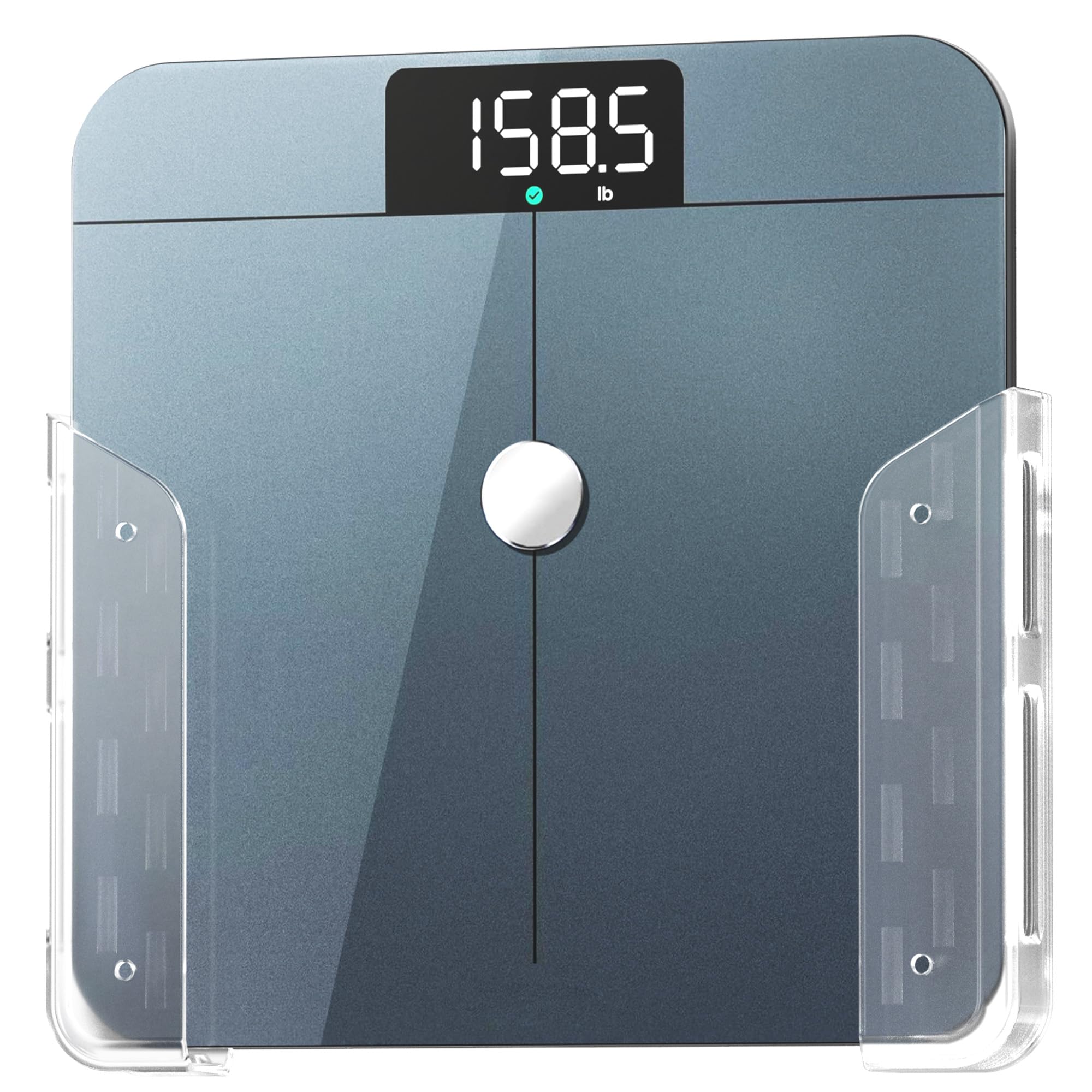 Photo 1 of ***NO SCALE JUST HOLDER ****ELETIUO Wall-Mounted Scale Holder with Adhesive &Screws -Fits Most Digital Scales (Up to 1.2"/30mm Thick),Anti-Slip Silicone Pads,Space-Saving Bathroom/Bedroom Organizer-Easy to Install, Clear