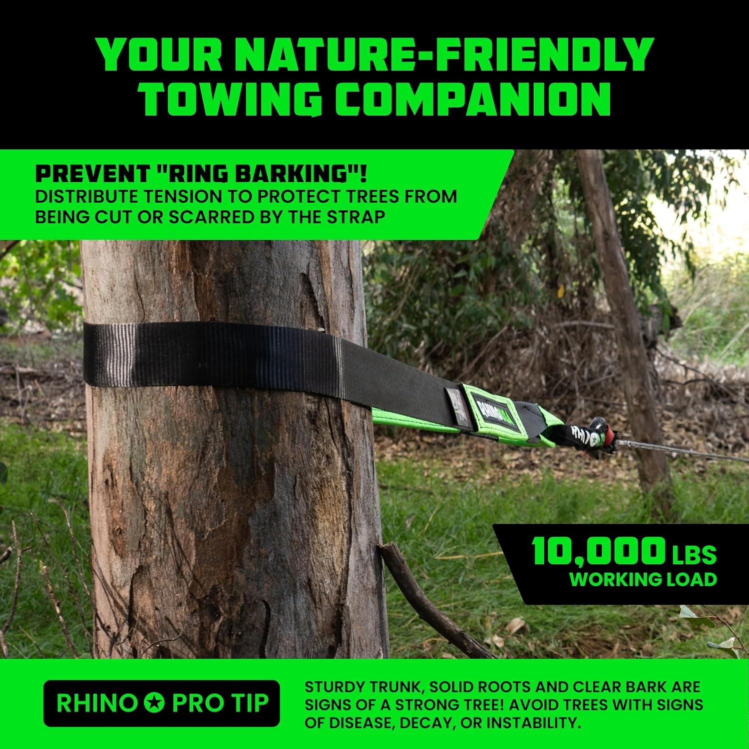 Rhino USA Recovery Tow Strap (3" x 20') & Tree Saver (3" x 8') Kit - Heavy-Duty Off-Road, Vehicle Recovery, Winch Anchor Protection