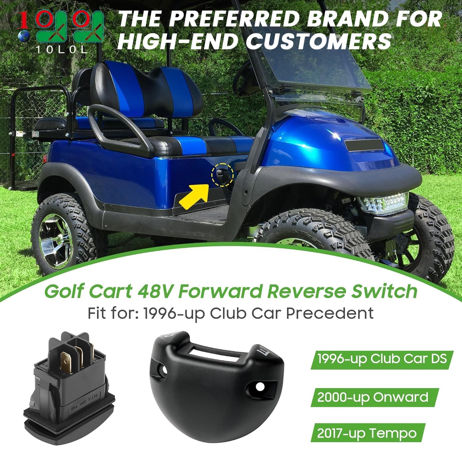 10L0L Interruttore di retromarcia avanti per golf cart compatibile con Club Car DS/Precedent (dal 1996 in poi)/avanti/tempo 48 V modelli di golf cart elettrico, interruttore a bilanciere FWD REV