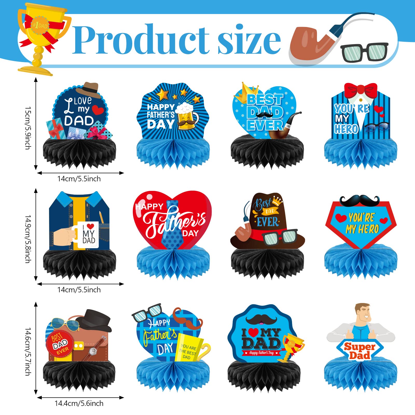 Snapklik.com : 12PCS Fathers Day Honeycomb Centerpieces Dads Day Tables