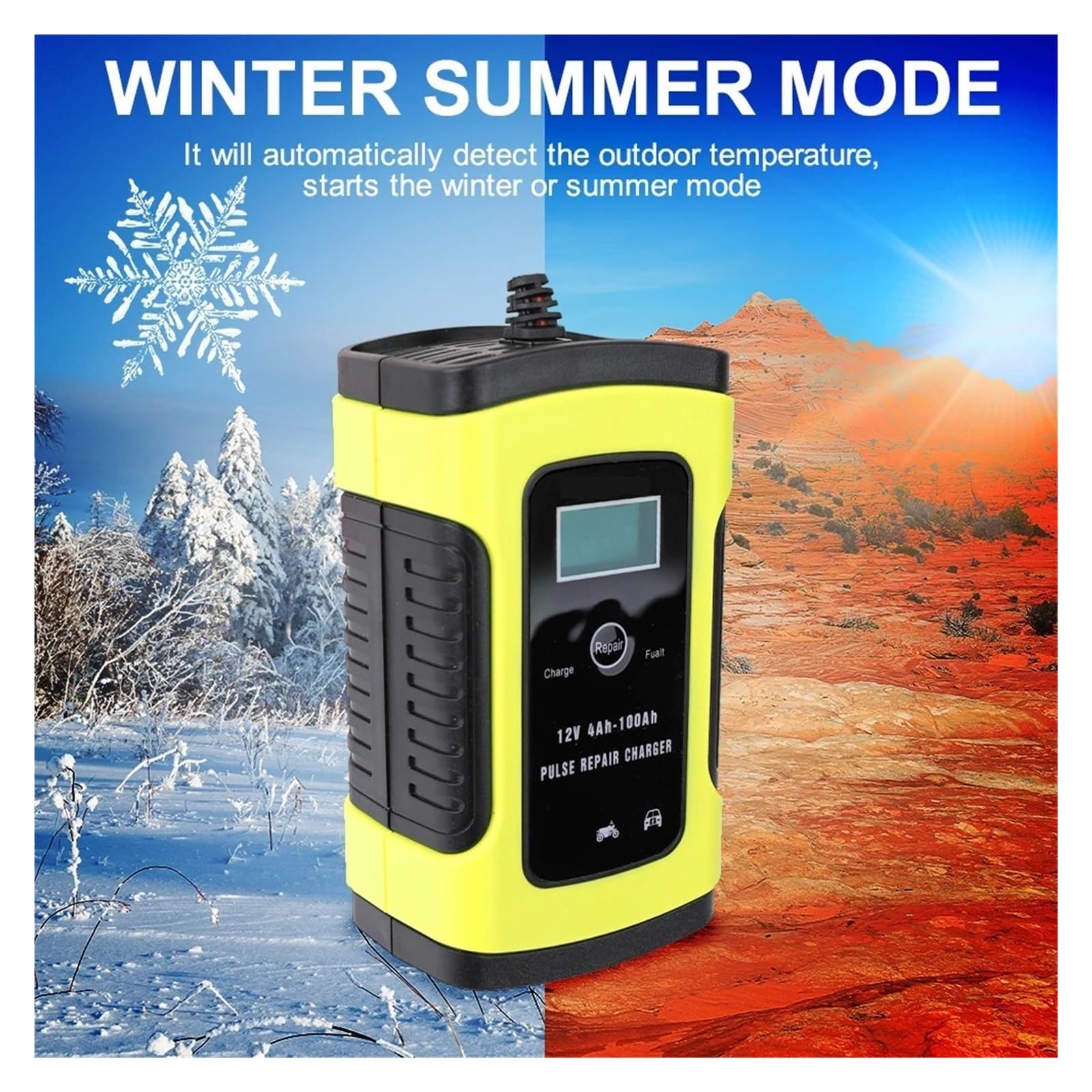Cargador De Batería Automotriz 12v Y 6A, Carga Rápida Inteligente, Pantalla Digital, Reparación Pulso For Gel AGM, Ácido Plomo Húmedo Potente Carga Rápida(Pink)