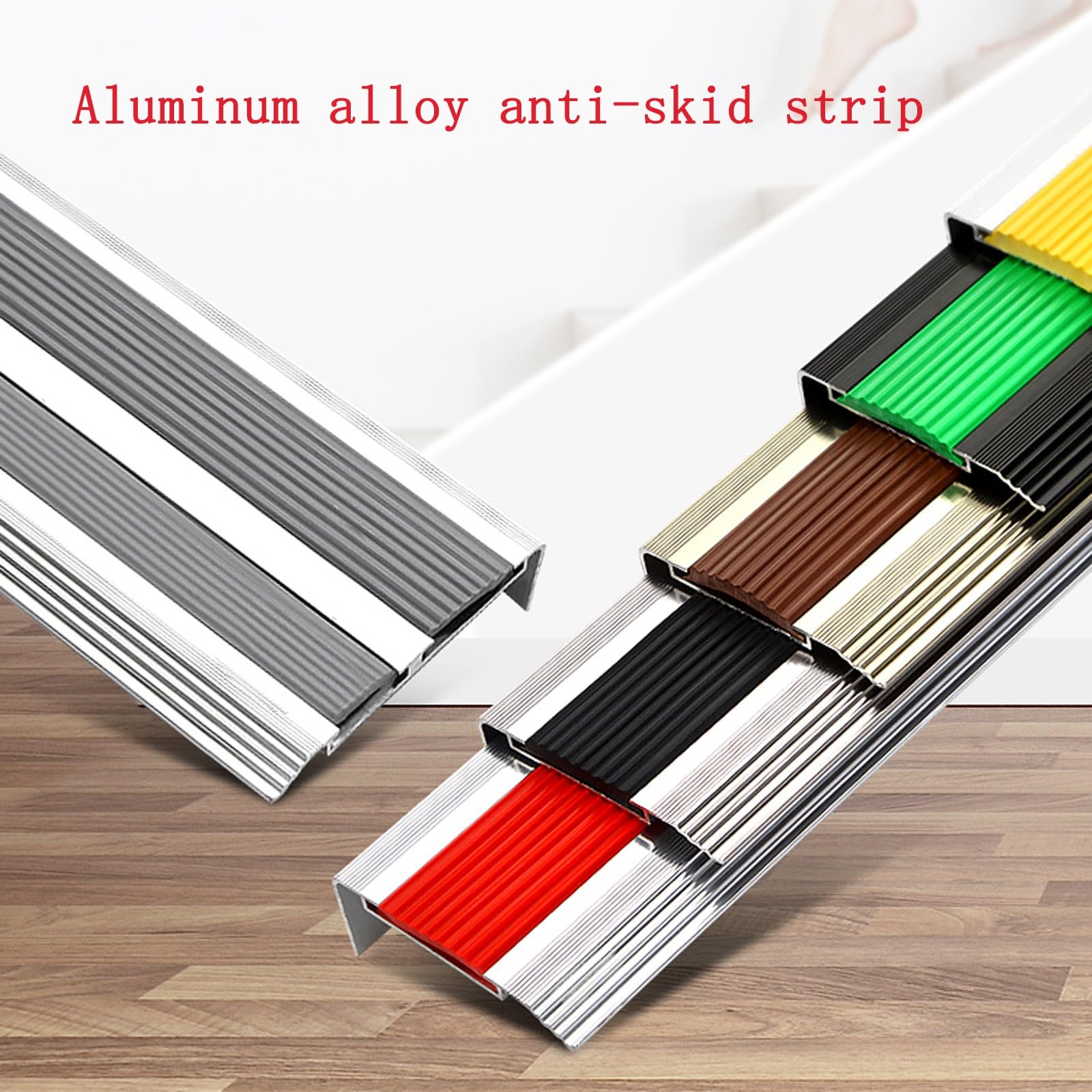 Perfil Integral De Borde Escalonado En Forma De L, Aluminio Perfil De Borde De Escalón, Tiras Antideslizantes para Peldaños, Proceso De Anodizado, Doble Antideslizante, Apto para Guarderías, Hoteles (