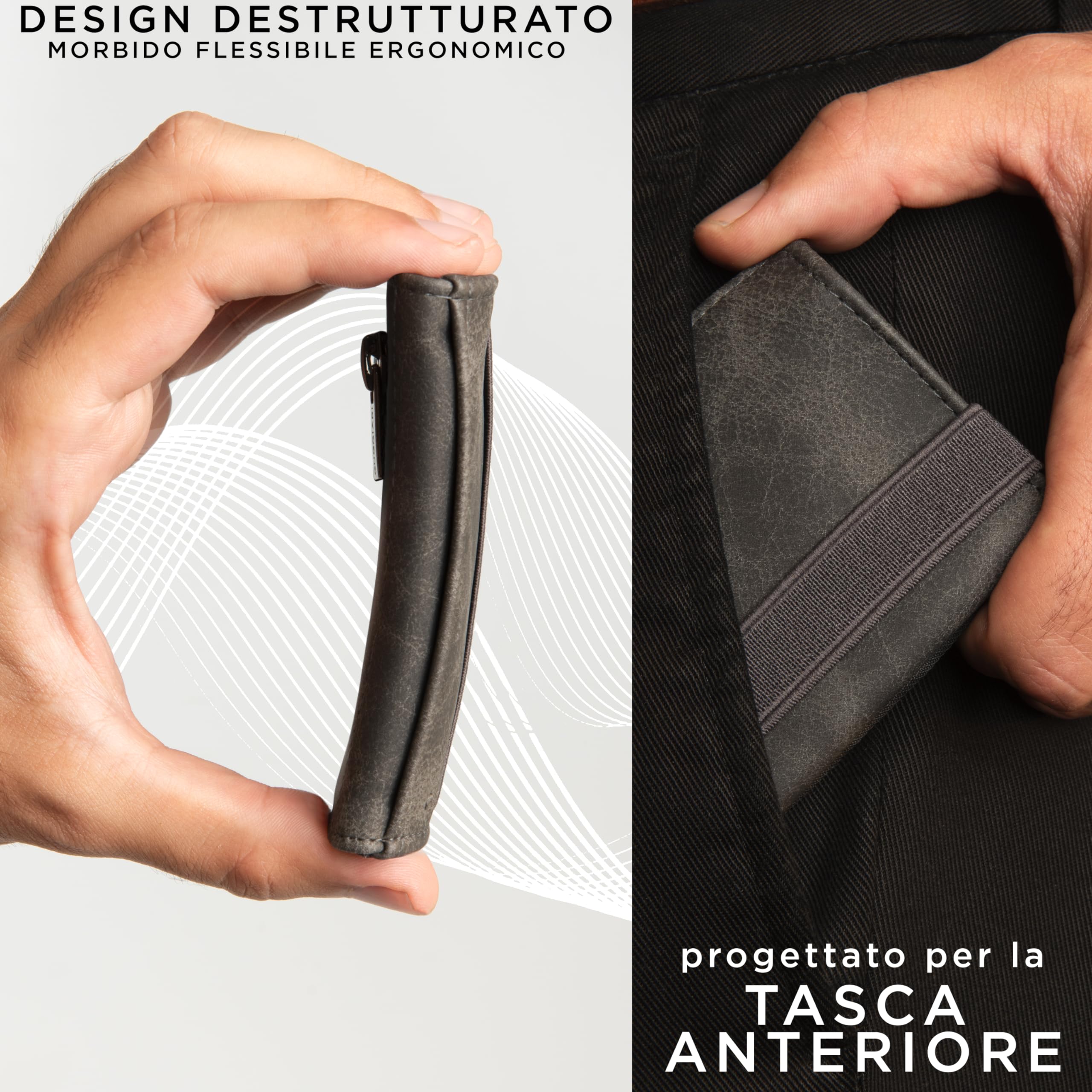 GUGGIARI® Portafoglio Uomo in Pelle di Qualità - Morbido Portafoglio Uomo Slim con Porta Carte di Credito, Portamonete e Contanti - Compatto Porta Carte Credito Uomo con Protezione RFID