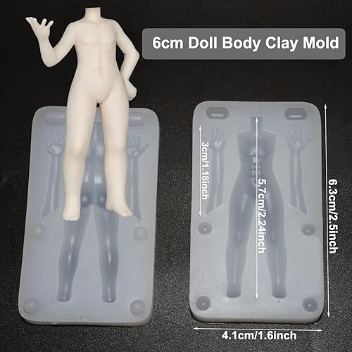 Miniatura 3 de Muñeco de arcilla de cerámica de 3.1 in2.4 in de altura, cuerpo de niño con molde de silicona muscular, molde de arcilla polimérica, molde de