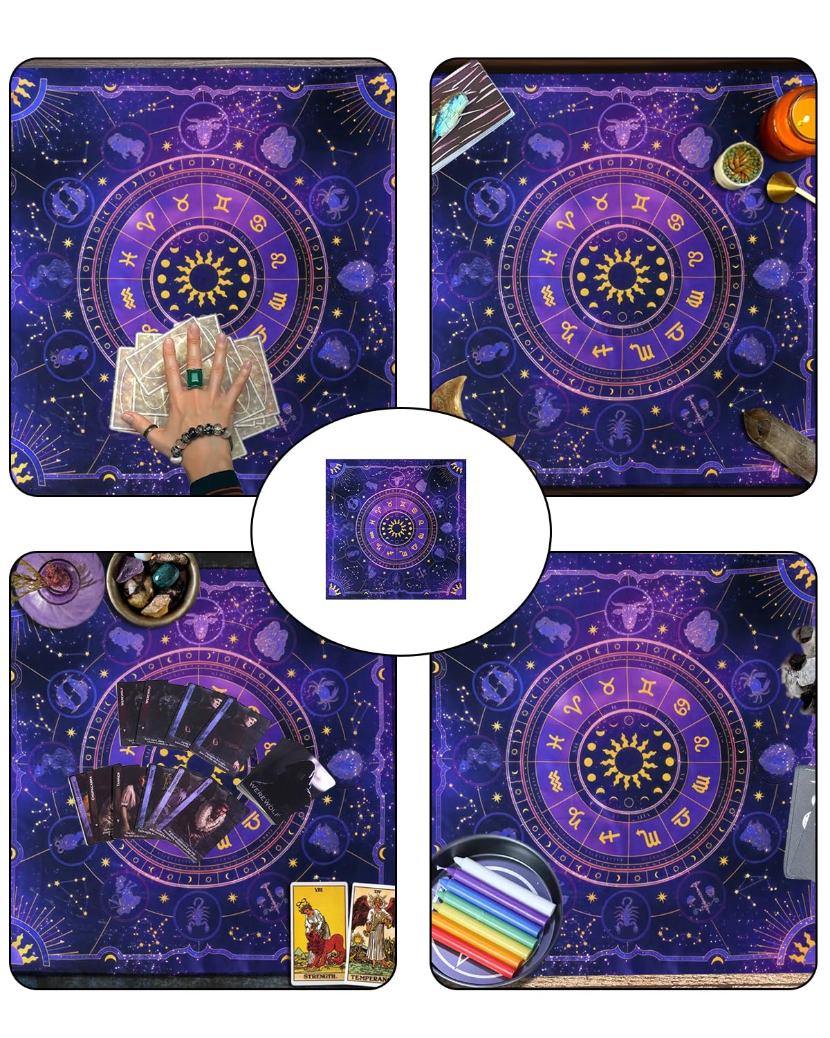 Vihaanta Tarot Cloth, Tarot Deck, Premium Purple Tarot Mat for Card Reading, Soft Spread Divination Cloth for Spiritual Practices, Includes One Purple Tarot Cloth(49 * 49cm) 4