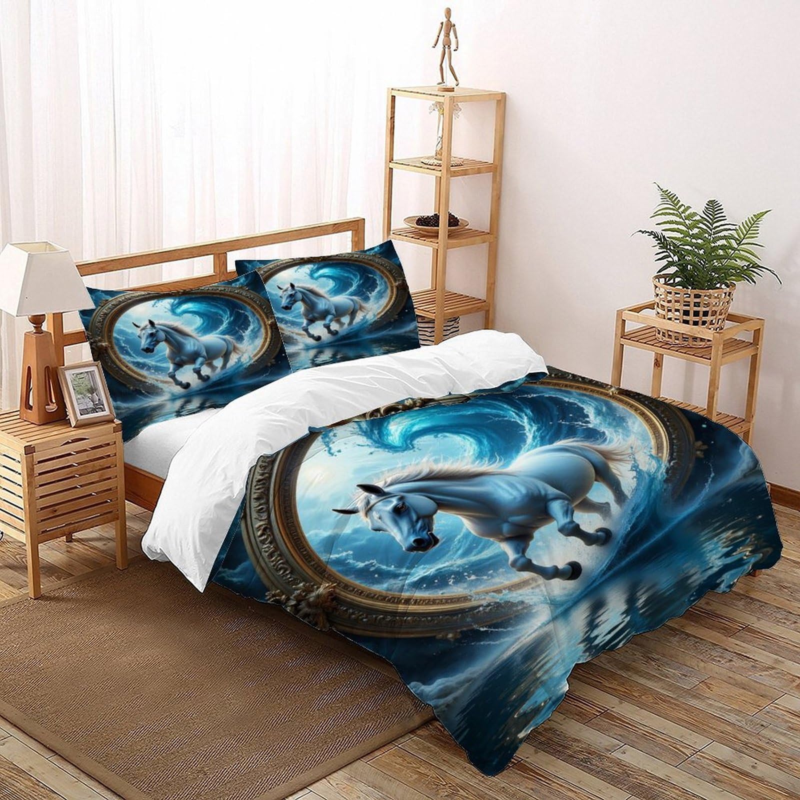 Housse de couette cheval 200x200cm pour créer une chambre d'enfant style faune sauvage