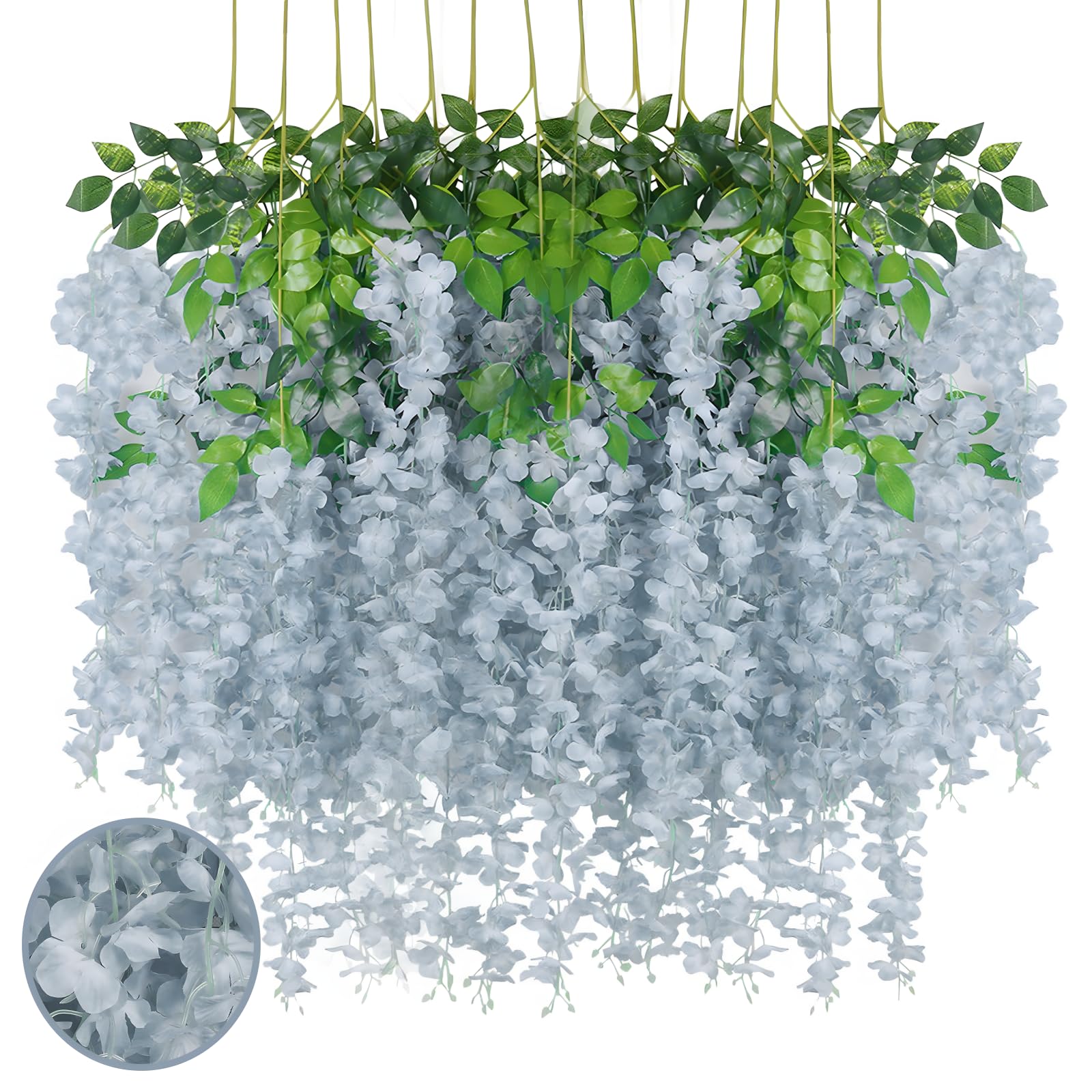 Gray Wisteria Garland, Hanging Flower Garland, 10 m, Gray Artificial Wisteria Flower Vines, Artificial Gray Wisteria, Gray Flower Vines for Background, Gray Hanging Flower, Hanging — image 1