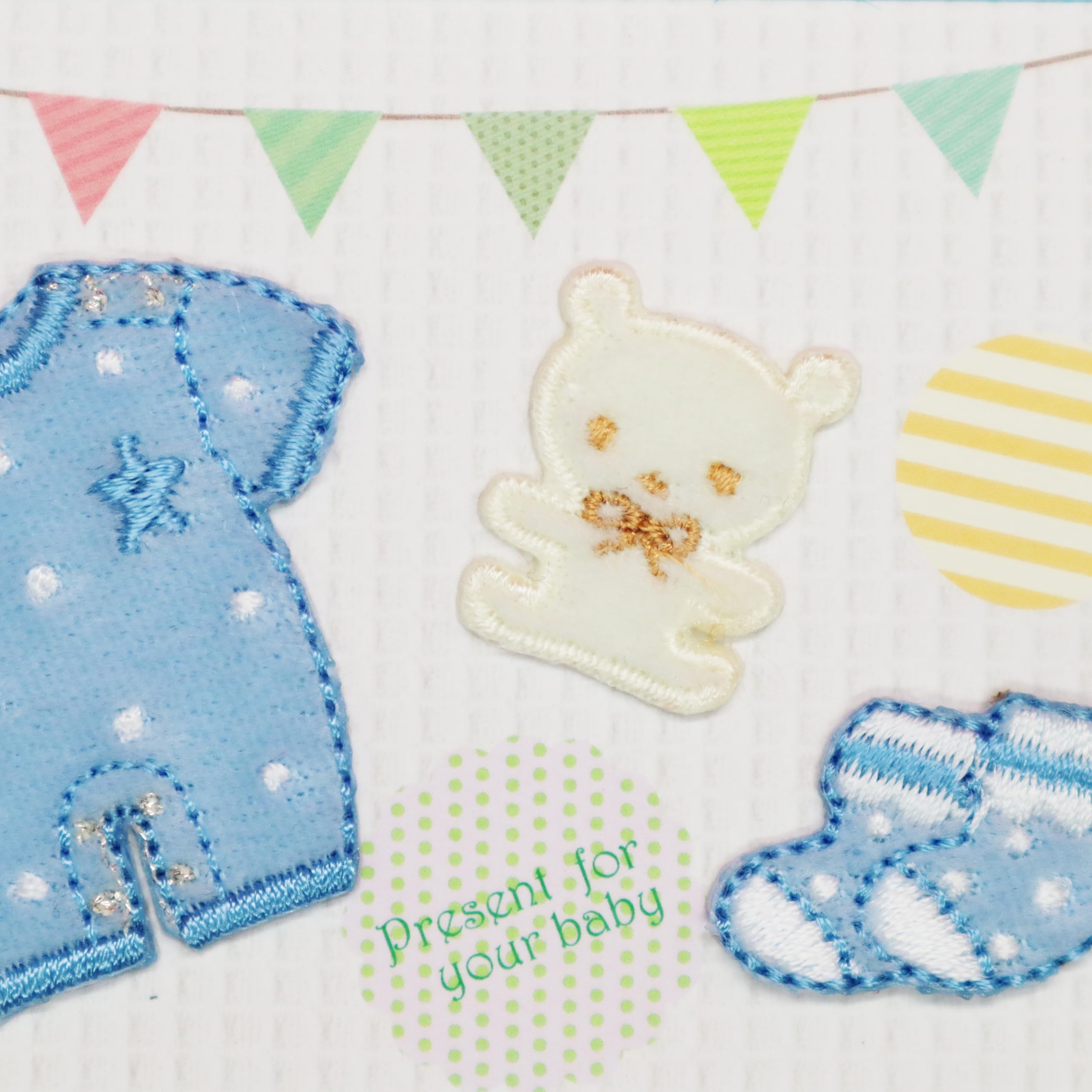 Amazon | 【 メッセージ カード ベビー 出産 赤ちゃん 刺繍 水色