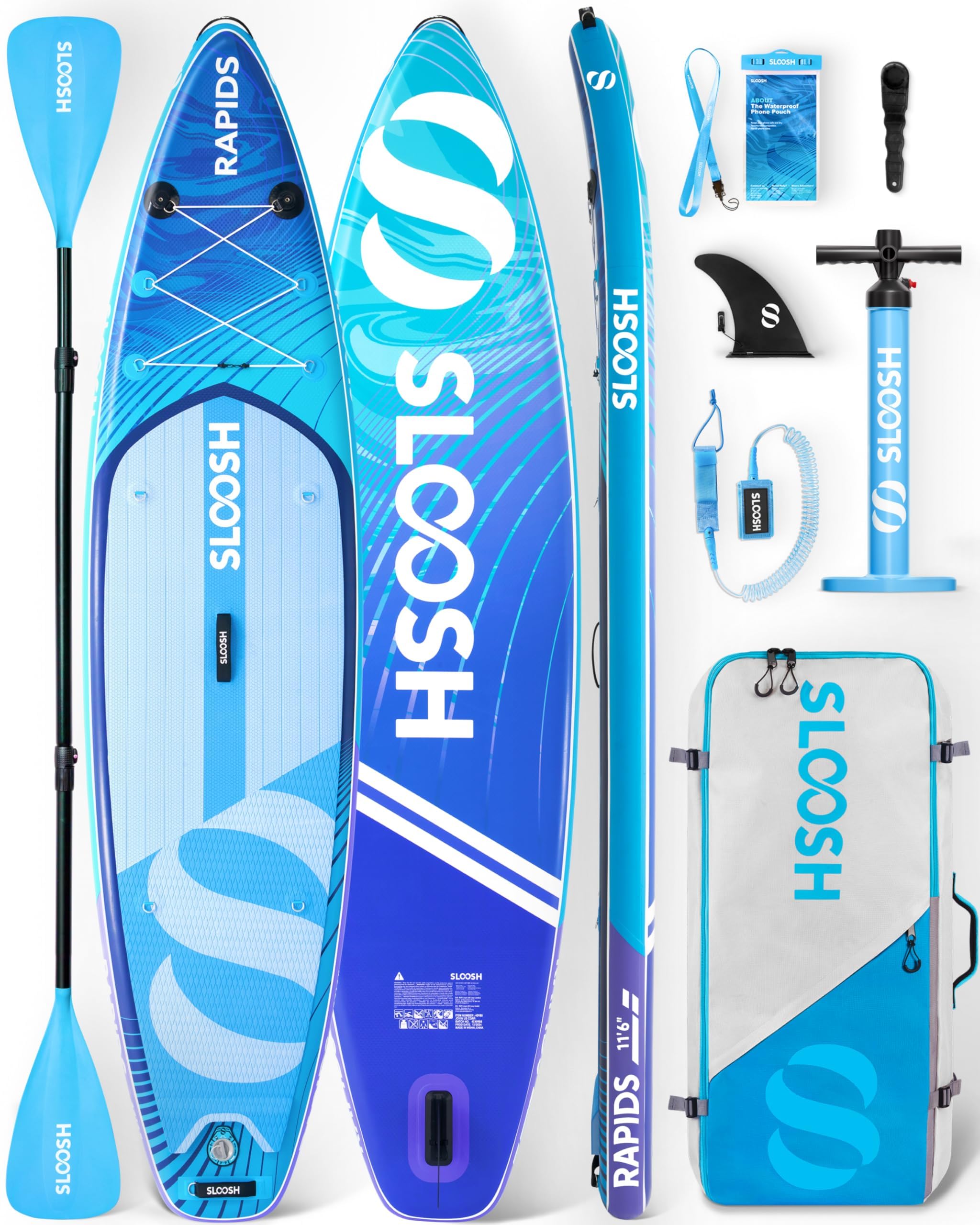 SLOOSH Inflatable Stand Up Paddle Board, 11'6" Inflatable Paddle Boards with Premium Accessories, Non-Slip EVA Deck, Ultra-Light Carry Bag Pump,