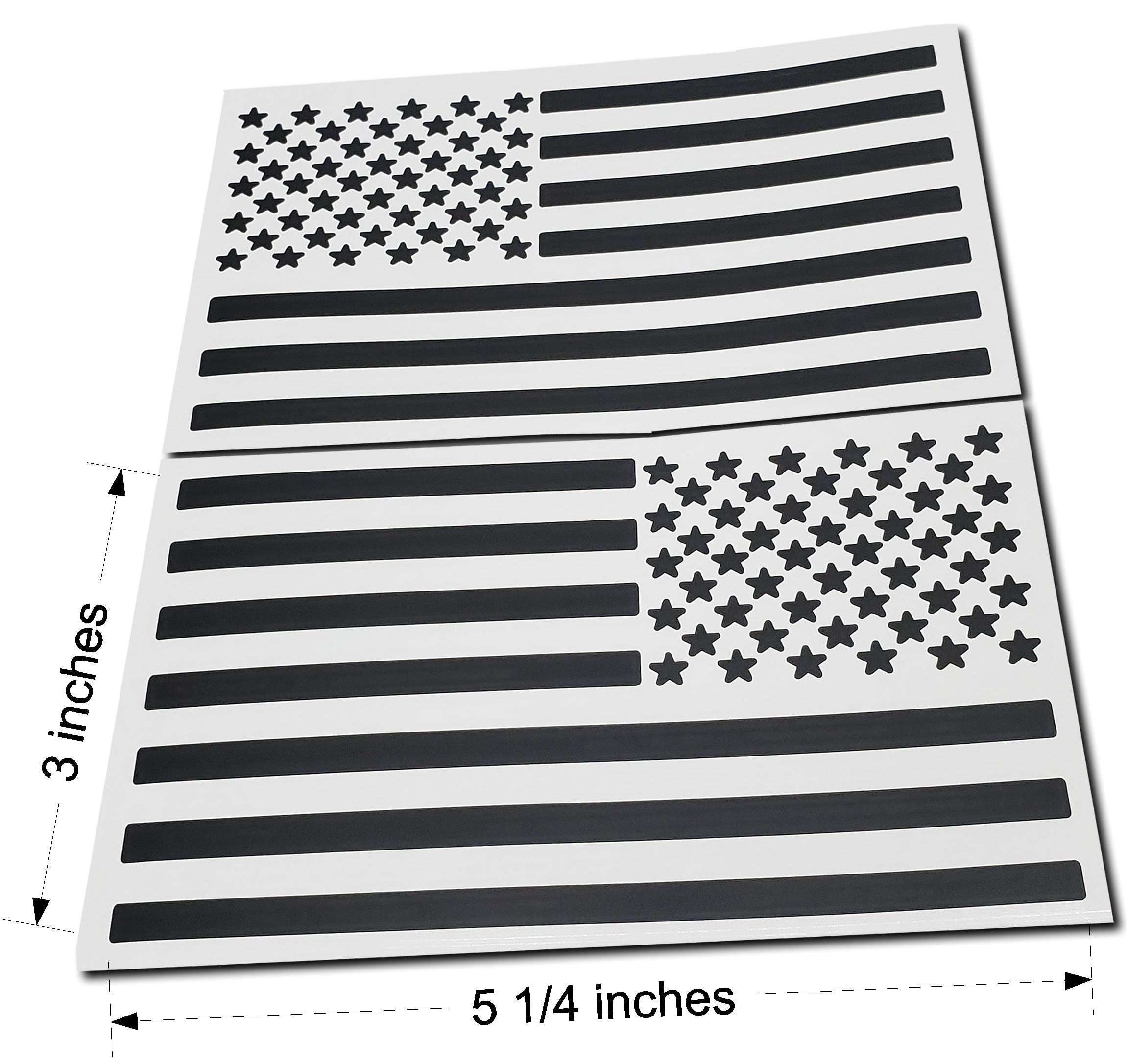 Autocollant drapeau américain noir mat de 7,6x13,9 cm pour voiture et moto