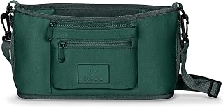 LIONELO Little Cube - Organizador de cochecito de bebé con dos bolsillos para botellas, fácil y rápido, impermeable y duradero, bolsa de hombro, fondo reforzado, bolsa para objetos pequeños (verde)