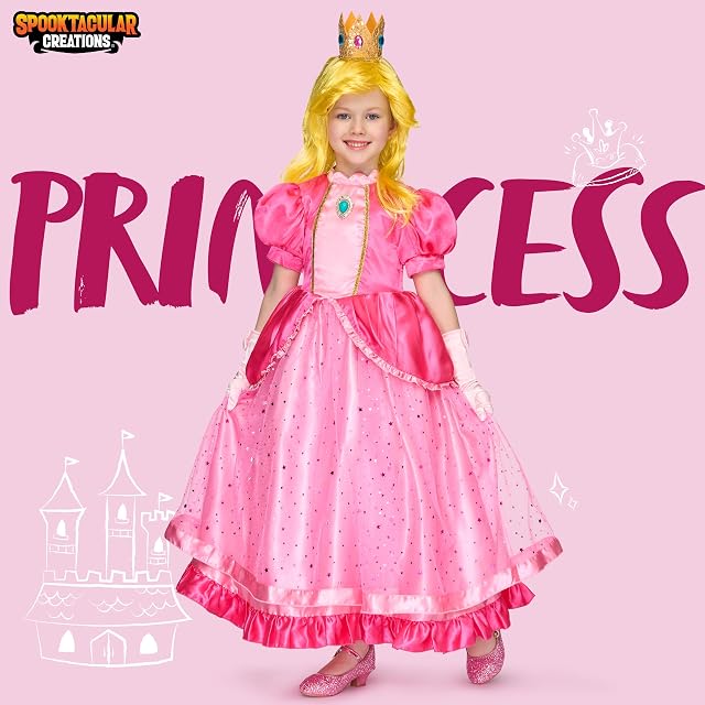 Foto 2 de 8 de Spooktacular Creations Ofrece un Encantador Disfraz de Princesa en Melocotón Rosa con Peluca