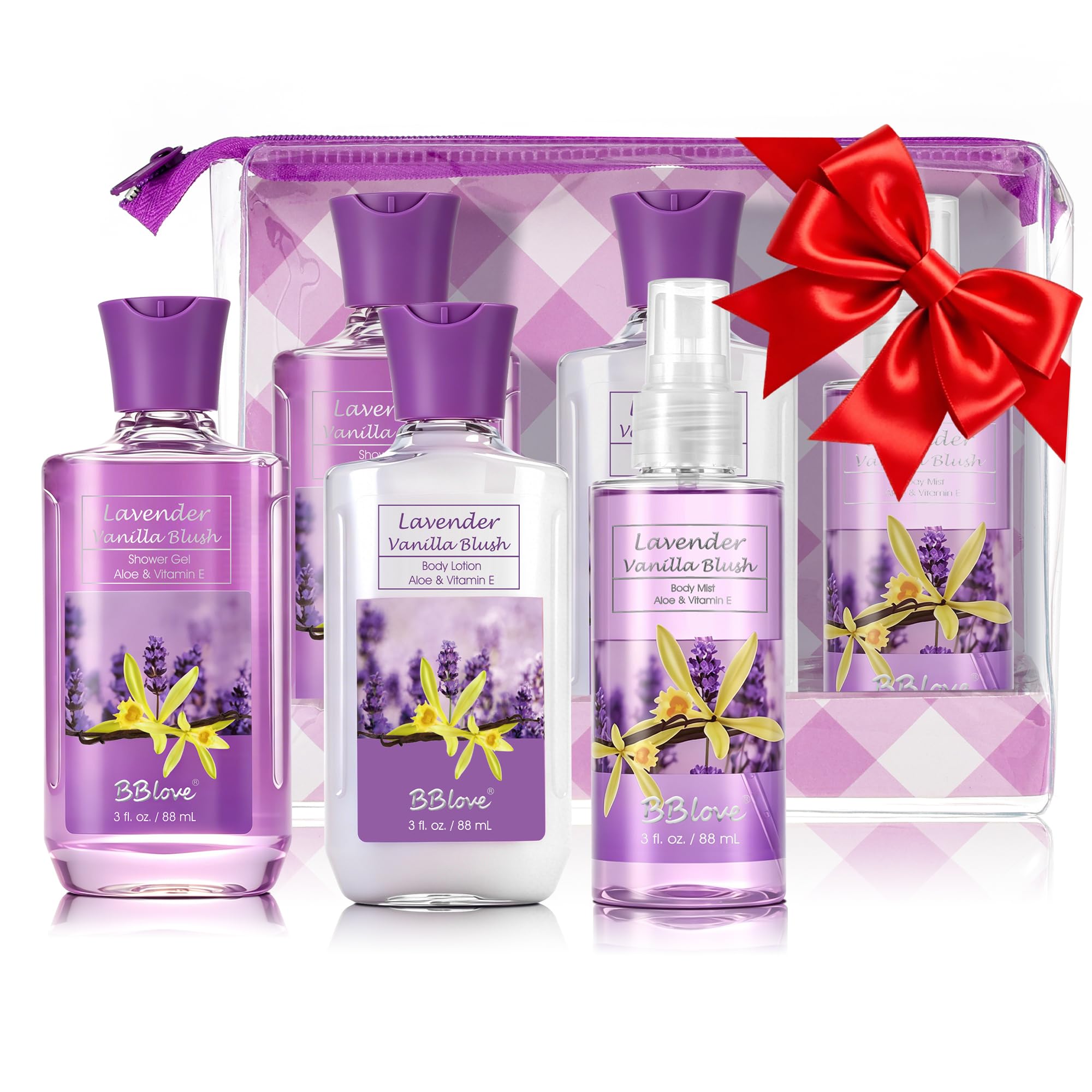 Lavender Vanilla Blush Bath Set - 3PC Travel Gift -1