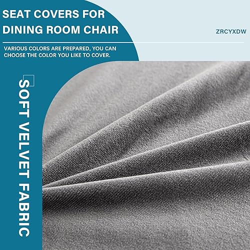 Miniatura 10 de Soft Dining Chair Seat Covers Set of 6, Velvet Seat Covers for Dining Room Chair Removable Washable Dining Room Chair Covers-Brown-6 Piece
