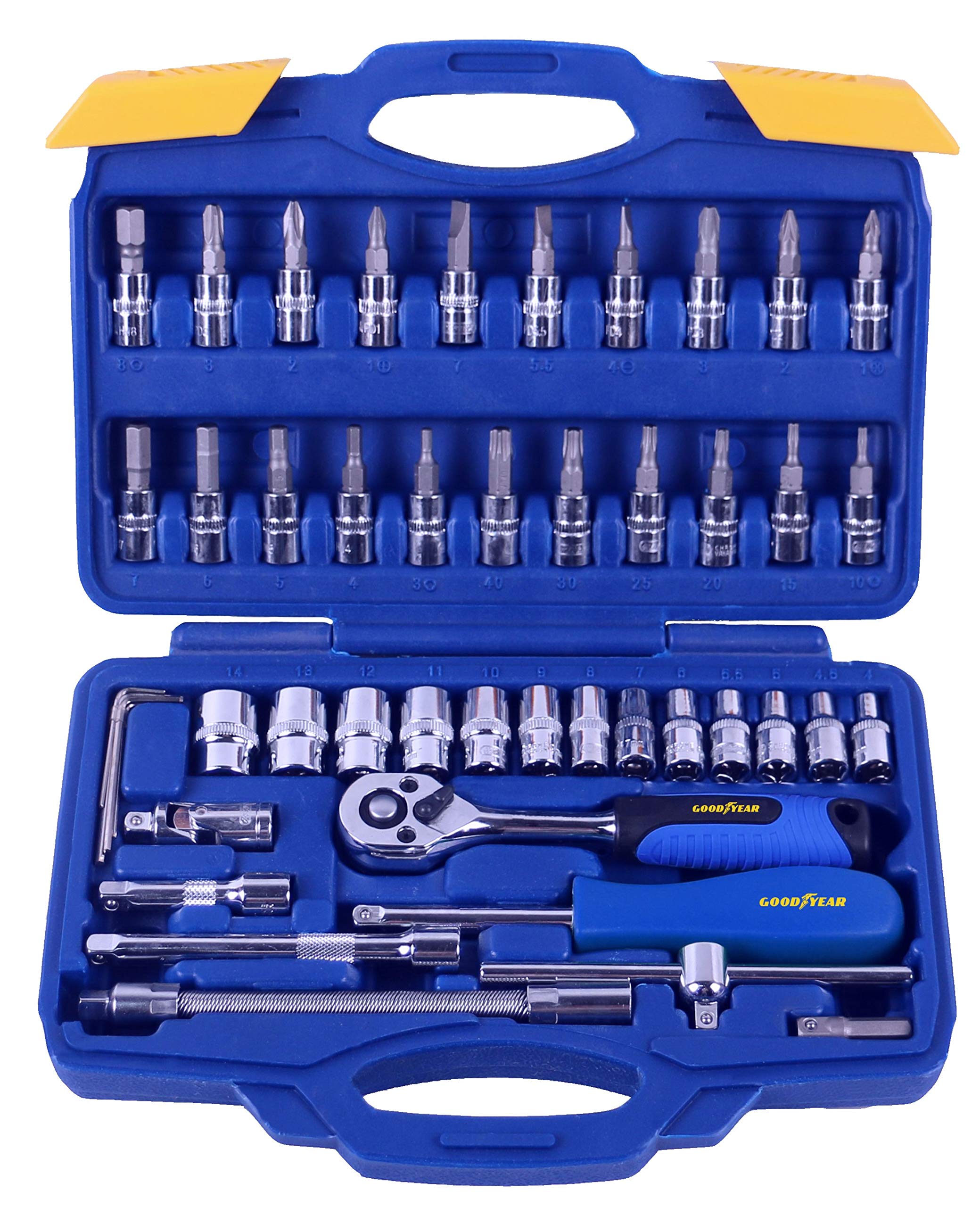 Goodyear Chrome Vanadium Socket Set, 46 Piece (Silver, Hex 6.0) (B07KK485S7) Amazon Price History, Amazon Price Tracker