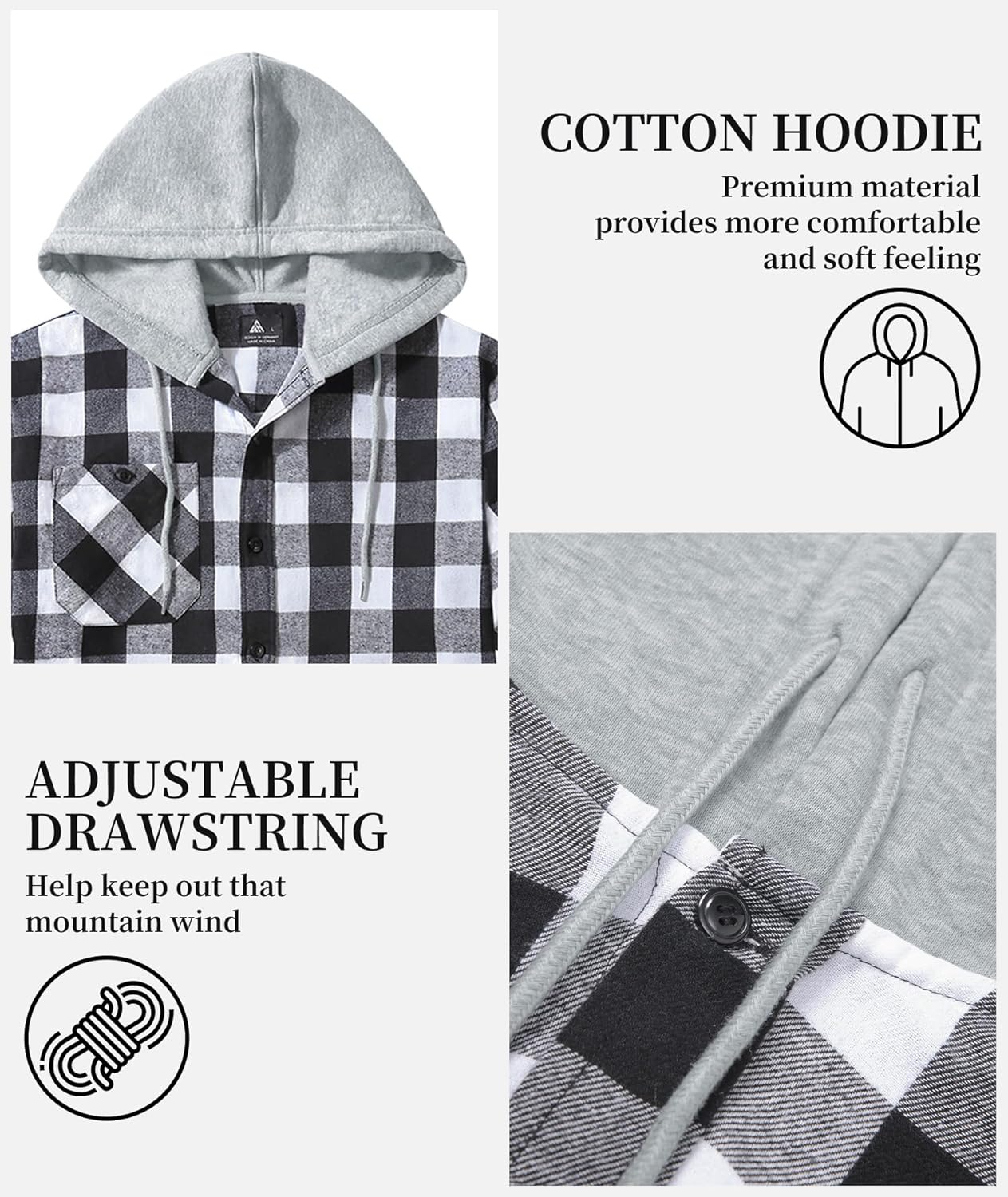 5 Pack Men's Flannel Shirt Plaid Hoodie Fall Casual Button Down Shirt Jackets Long Sleeve Stylish Hooded with Pocket - Image 4