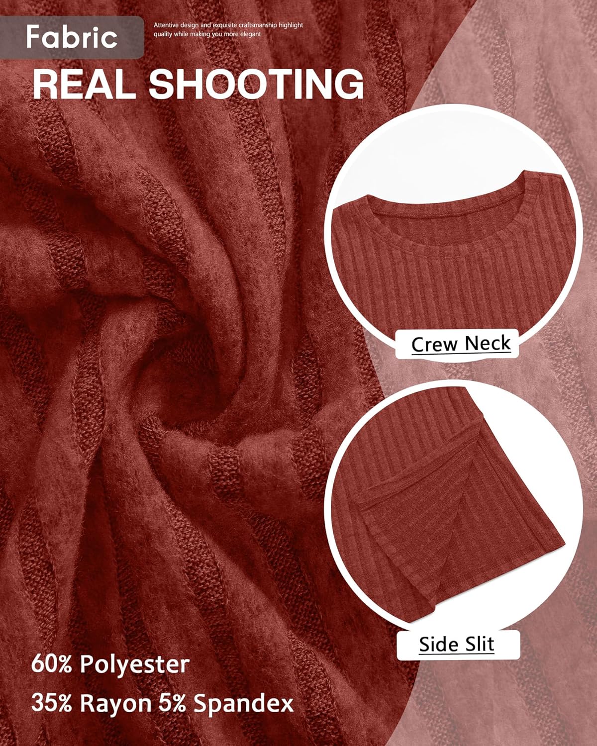 Ficerd 3 Pack Women's Maternity Shirts, Ribbed Long Sleeve Pregnancy Sweaters Crew Neck Slit Side Knit Pregnant Tunic Tee Top - Image 5