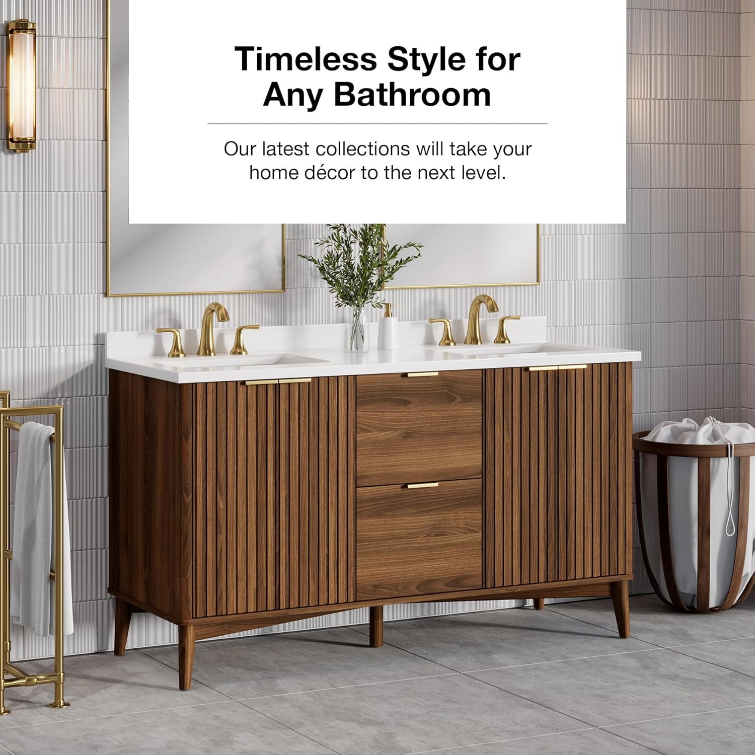 Close-up of an adjustable foot on the vanity leg.