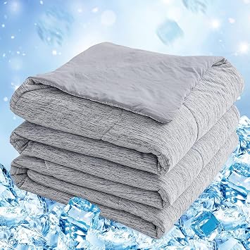 CHOSHOME Cooling Comforter Oversized King Size, Cooling Blanket with Q-Max 0.45 Arc-Chill Cooling Fiber for Hot Sleeper and Night Sweats, Cool Thin Soft Summer Comforter for Bed, 96" x 120", Grey