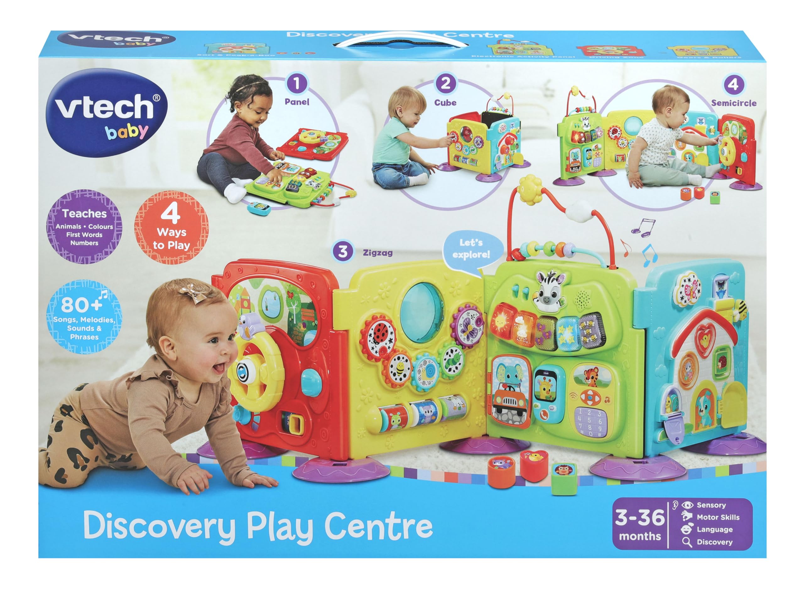 VTech Centre de Jeu Baby Discovery - 3 Modes de Jeu - Amusant - Jouet Musical - Convient aux Enfants de 3, 6, 9 Mois et Plus, Version Anglaise