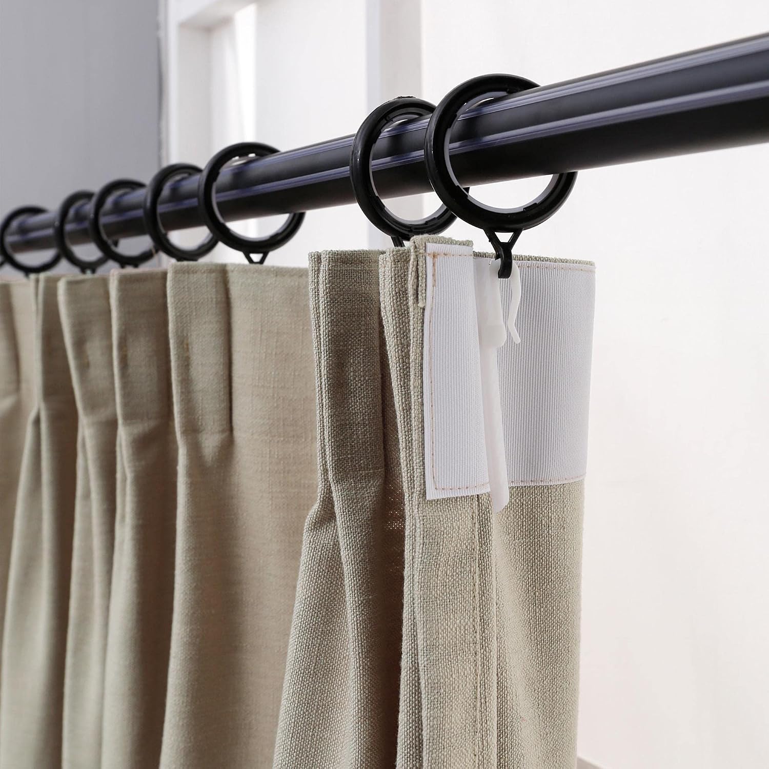 Pinch Pleat Curtain Natural Linen, Room Darkening Curtain for Living Room, Window Treatment Panel, (2 Panels, 50W x 96L, Flax)
