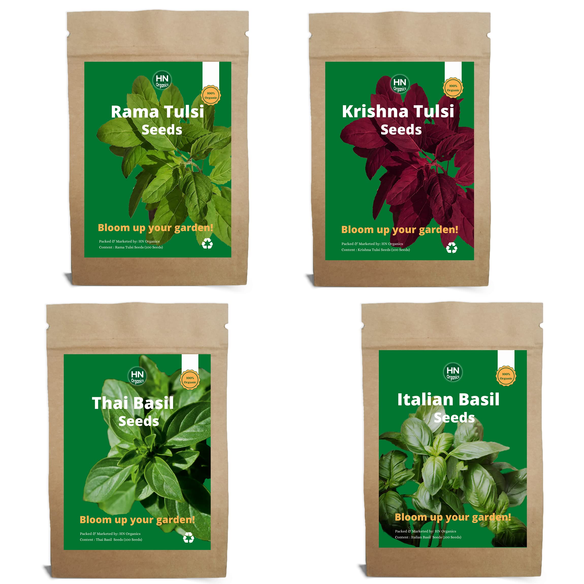 HN Organics Basil Seeds Bundle (Italian Basil/Thai Basil/Rama Tulsi/Krishna Tulsi) Pack of 4 (4000 seeds) (B0B8XH72QN) Amazon Price History, Amazon Price Tracker