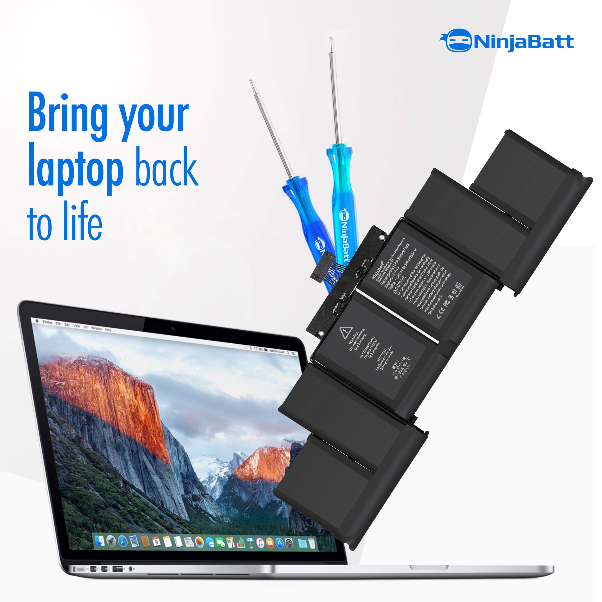 NinjaBatt Battery A1618 for Apple MacBook Pro Retina 15