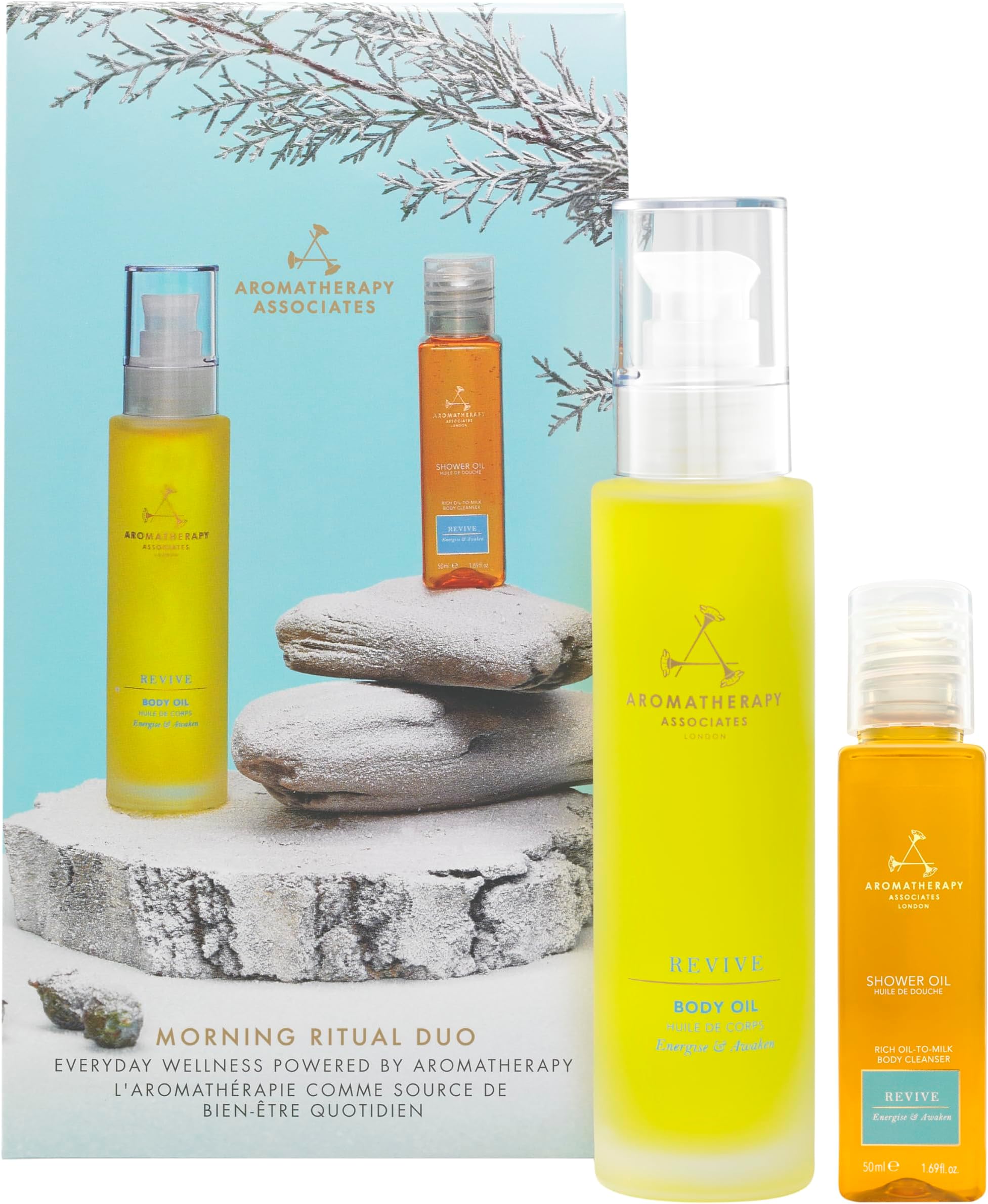 Aromatherapy Associates - Morning Ritual Duo - Revive Body Oil, Revive Shower Oil, Wellbeing Gift Collection, Recharge, Reset and Rebalance