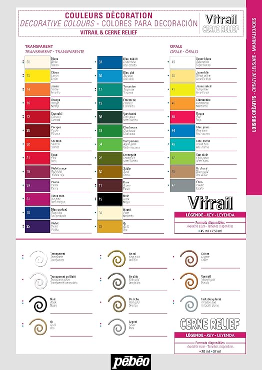 Pebeo Vitrail, Stained Glass Effect Paint, 45 ml Bottle - Black, 1.52 Fl Oz (Pack of 1)