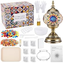Baquler Turkish Mosaic Lamp Kit DIY Stained Glass Decorative Table Bedside Night Light Tabletop Bohemian Morrocan Lamp Crfat Kit for Living Room Decorations, Make Your Own(Multicolor)