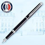 Waterman Hémisphère Fountain Pen | Gloss Black with Chrome Trim | Medium Nib | Blue Ink | Gift Box - 2