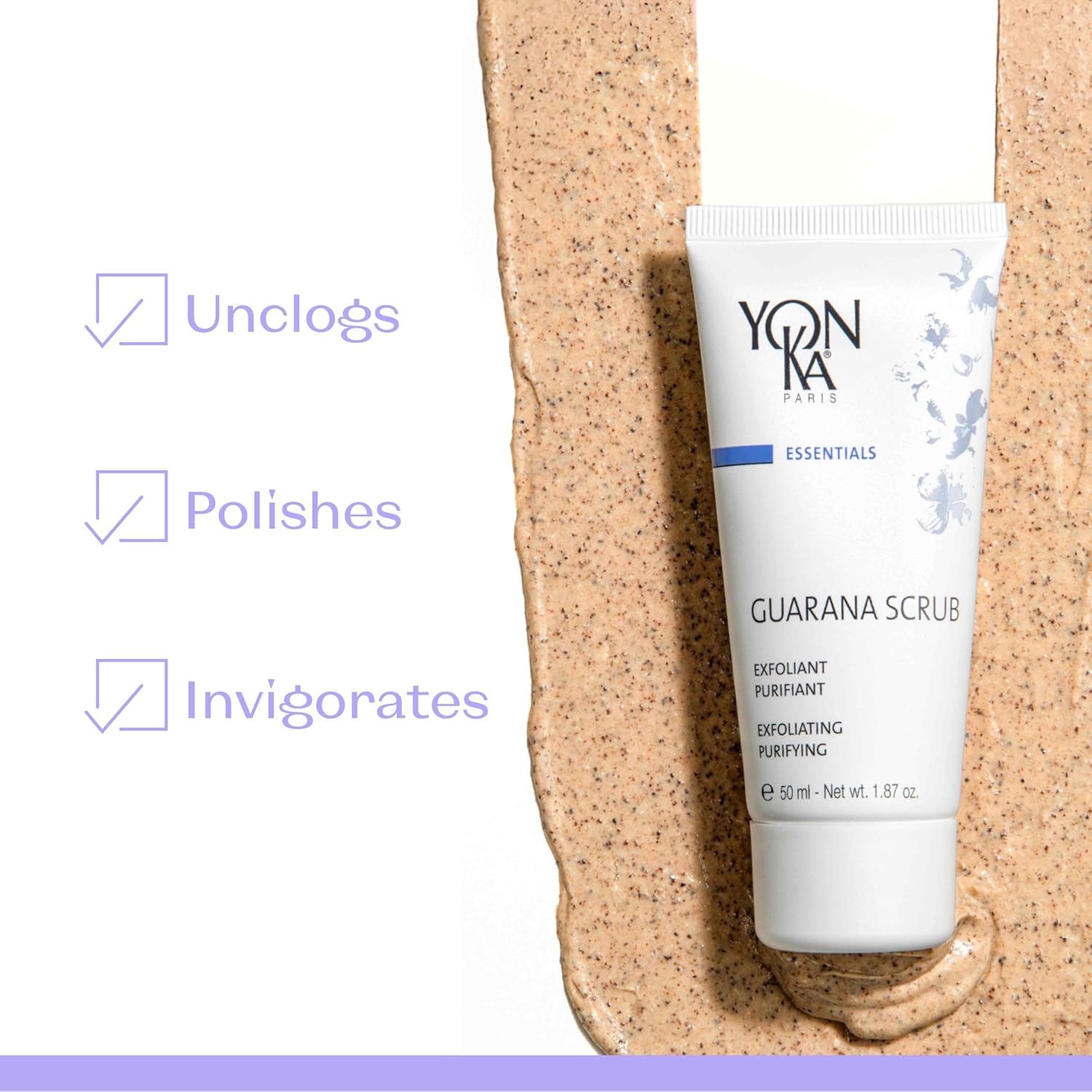 Yon-Ka Guarana Scrub | Gentle Exfoliating Face Cleanser with Rice Bran & Guarana Seed | Smooths Pores, Detoxifies & Revives Complexion | For Sensitive & Acne-Prone Skin | 1.87 fl oz - Image 2