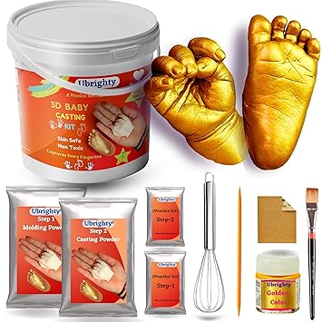 Ubrighty Casting Kit-Baby Casting kit 2 Foot 2 Hand-Hand Casting kit Baby Hand Print and Footprint kit Moulding Powder 350 grm, Casting Powder 500 grm (Baby Casting KIT) - image, photos