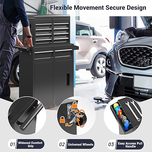 Miniatura 5 de VIWAT Cofre de herramientas de 5 cajones, organizador de caja de herramientas con embalaje mejorado, ruedas bloqueables, caja de herramientas