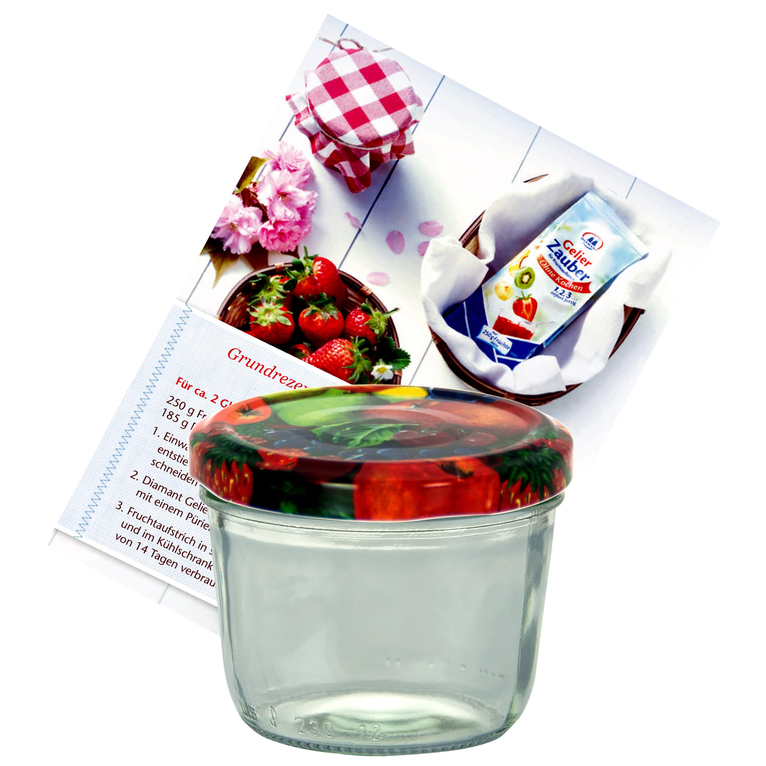 MamboCat Lot de 50 bocaux en verre de 230 ml - Avec couvercles à visser et livret de recettes (français non garanti) - Passe au four