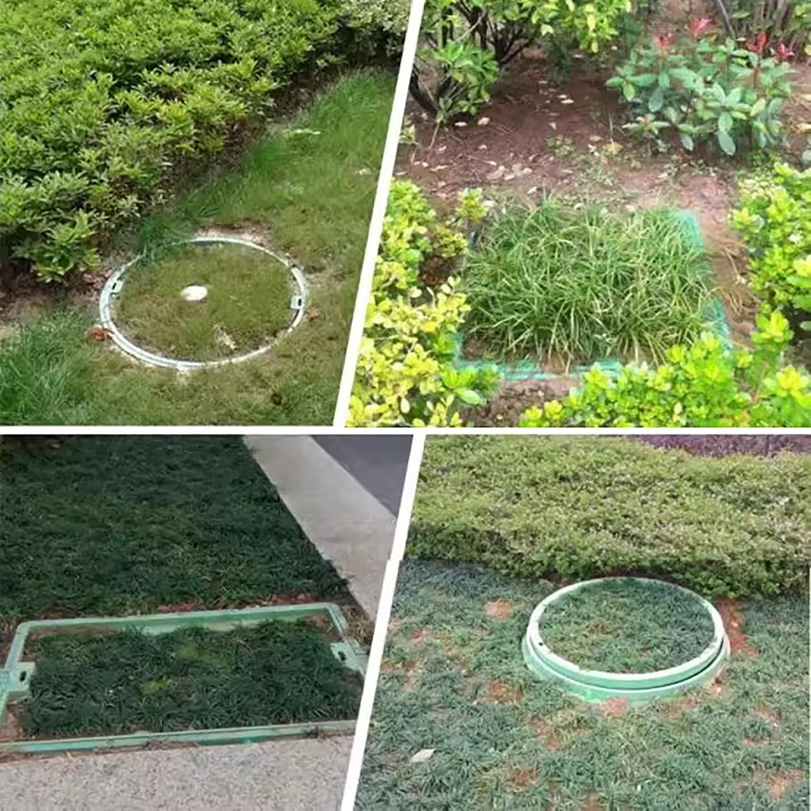 Cubierta de boca de resina verde de 16 pulgadas, tapa de inspección de drenaje invisible para lavabos de bronceado séptico y Sewa al aire libre, tapa redonda para macetas de césped