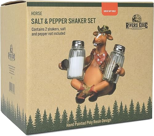 Miniatura 41 de River's Edge Juego de salero y pimentero, de resina de polímero, pintado a mano. Cocodrilo (Alligator),Bass,Oso y abejas,Azul Cangrejo,Bobber,Bull